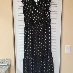 Elegant Black and Gold Polka Dot Dress